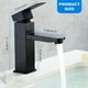 thumbnail image 3 of Mezclador de lavabo de acero inoxidable monomando de agua fría y caliente con latiguillos incluidos negro, 18cm, 3 of 5