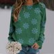 thumbnail image 3 of Gibobby Sudaderas navideñas Mujer Navidad vacaciones manga larga cuello redondo de nieve muñeco de nieve Santa hombro suéter sin capucha(Verde,M), 3 of 4