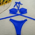 thumbnail image 3 of Hot Days, Bold Styles UTSJKR Women's Twisted Ruched Bikini Sets Two Piece Swimsuits Sexy Halter Cheeky Bathing Suits for Summer Beach Blue S, 3 of 4