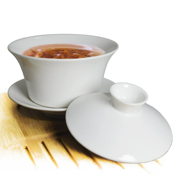 Gaiwan Porcelain Teacup 200ml Cups White Chinese Kung Fu Tea Service Set for Home Office Decoration