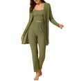 thumbnail image 2 of Unique Bargains Women's Knit Lounge Sleepwear Pants Shrug Cardigan 3ps Pajama Set, 2 of 5