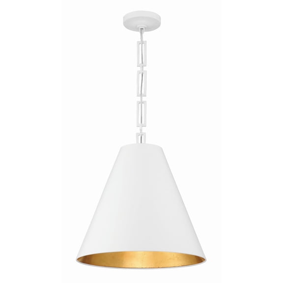 8687-MT-GA-Crystorama Lighting-Alston - 3 Light Pendant-Matte White/Antique Gold Finish    -Traditional Installation