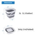thumbnail image 2 of Collapsible Bucket, 5L 1.3Gallon Small Cleaning Mop Buckets for Household Outdoor Car Washing Tub Plastic Foldable Portable Camping Beach Sand Water Pot Pail Space Saving Square, 2 of 5