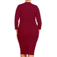 thumbnail image 3 of Women's Plus Size Mock Neck Mini Dress Lightweight 3/4 Sleeve Bodycon Fit, 3 of 5