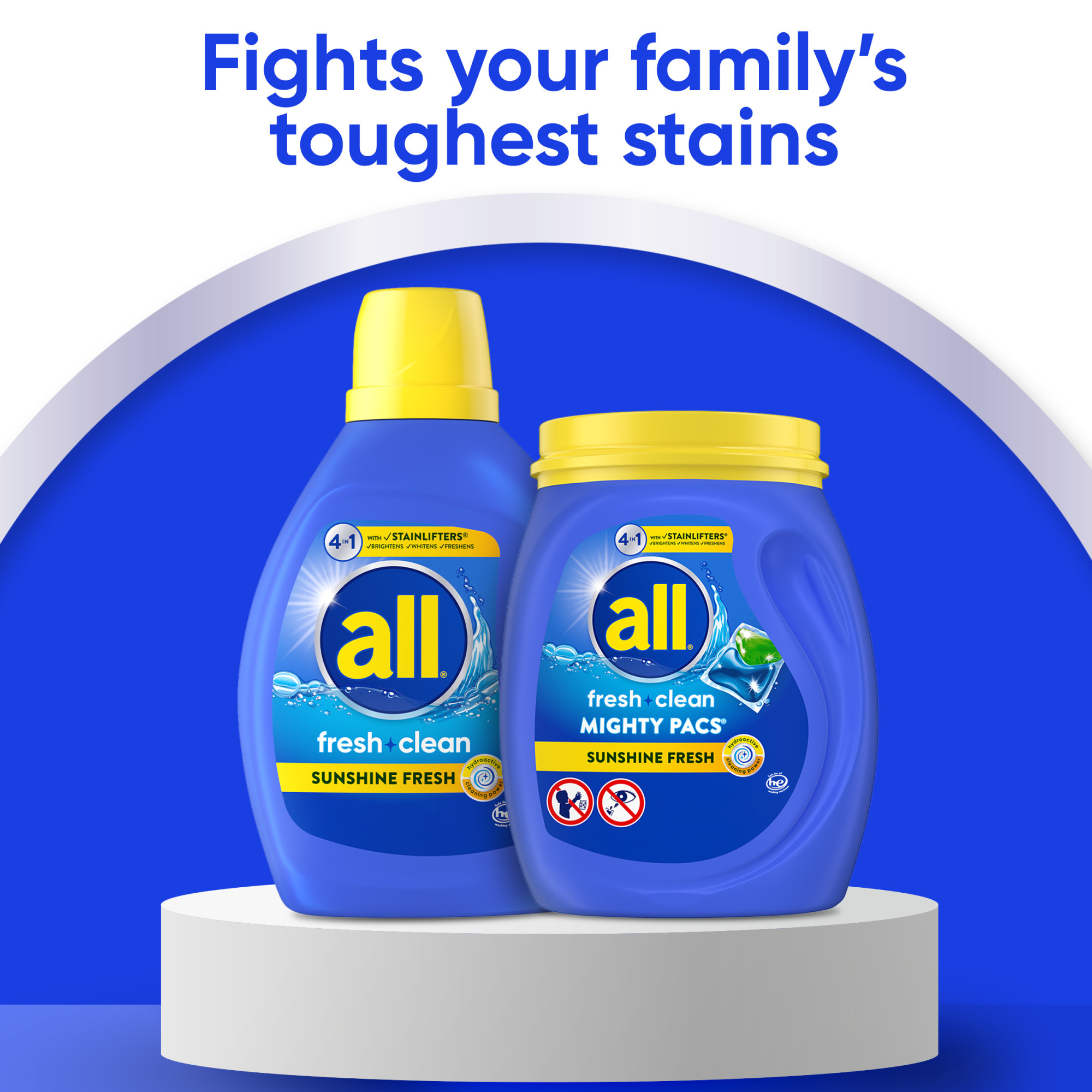 all Mighty Pacs Laundry Detergent Pacs, Fresh Clean 4 in 1 with Stainlifters, Sunshine Fresh, 75 Count - image 4 of 6