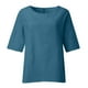 thumbnail image 5 of Camisa Casual Suelta SCZ Media Manga Cuello Redondo Color Sólido Azul Talla S, 5 of 5