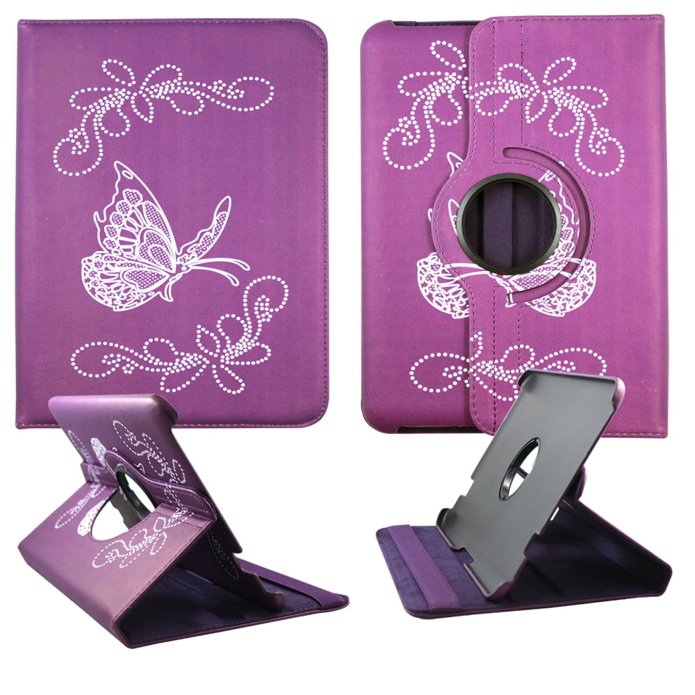 White Butterfly Purple Kindle fire HD 8.9 inch PU Leather Folding