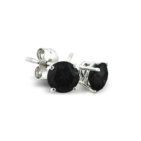3/4ct Black Diamond Stud Earrings in 10k White Gold