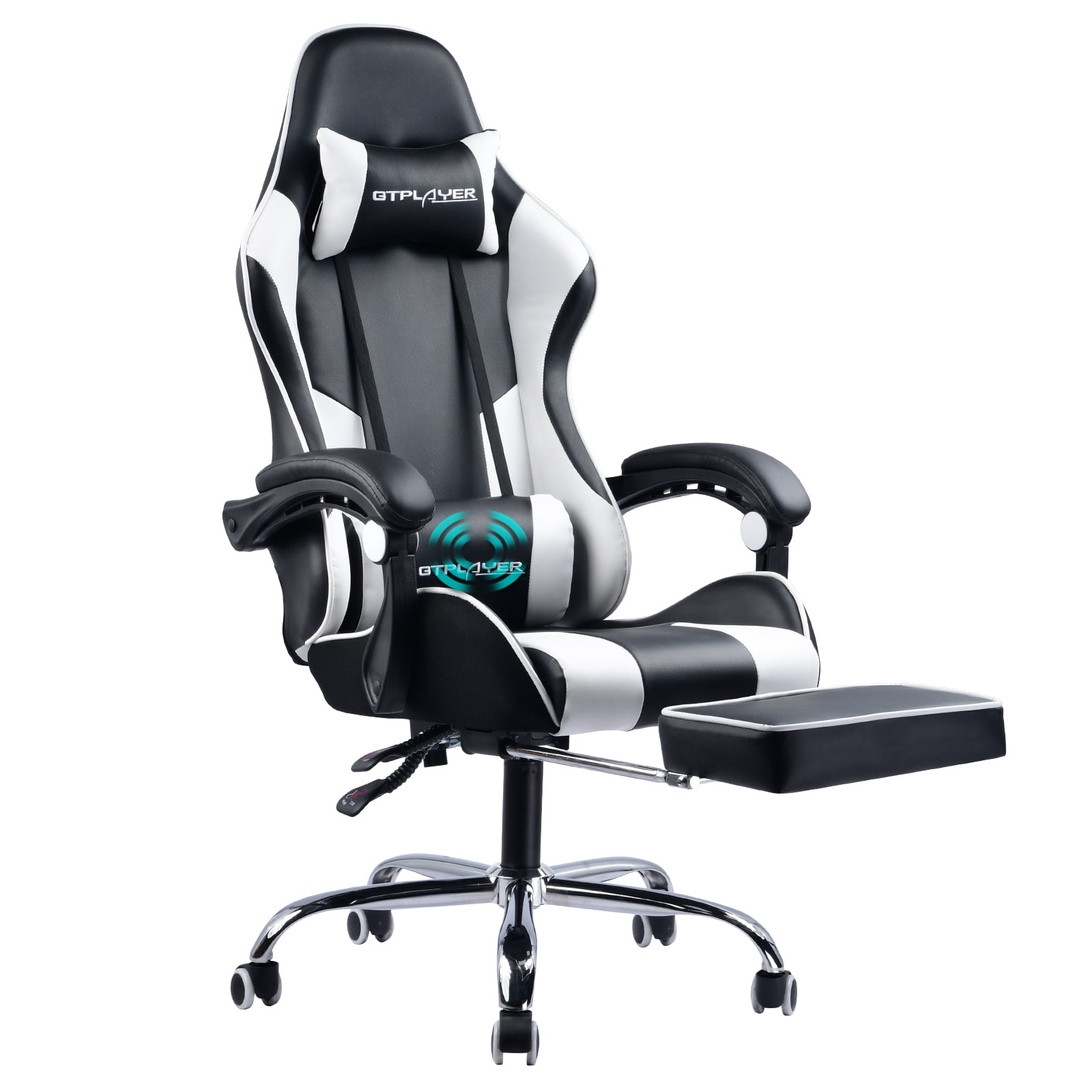 GTPLAYER Gaming Chair With Footrest Heavy Duty Desk Chair High Back Support Computer Chair Swivel Rocking Executive Chair Black