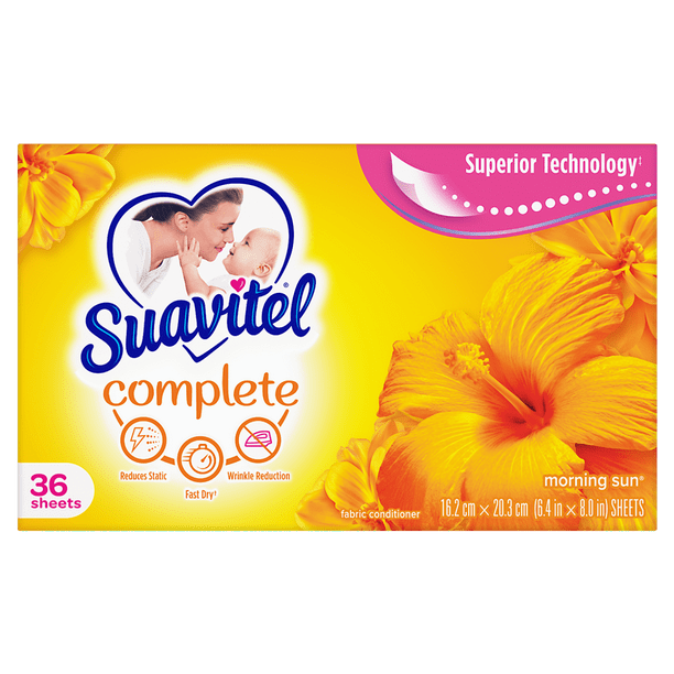 Suavitel Complete Dryer Sheets, Morning Sun, 36 Count