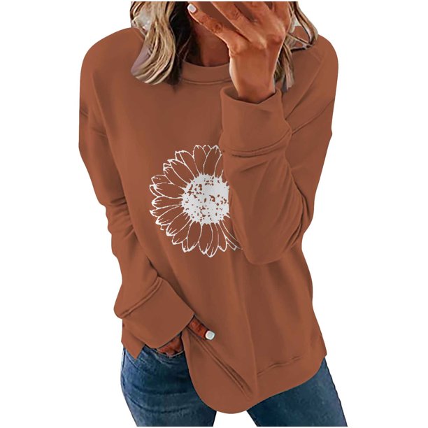 ICHUANYI Liquidación Camiseta holgada estampada a la moda para mujer Blusa de manga larga cuello redondo Tops casuales sudadera con capucha ICHUANYI WER202308255622