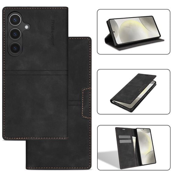 For Samsung Galaxy A57 Luxury PU Leather Case, Slim Wallet Flip Cover with RFID Blocking Credit Card Slots & Kickstand Feature Magnetic Closure Shockproof Book Style Phone Case,Black