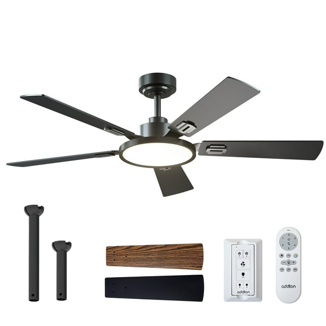 Ventilador de techo adicional de 52 pulgadas con luz y control remoto negro