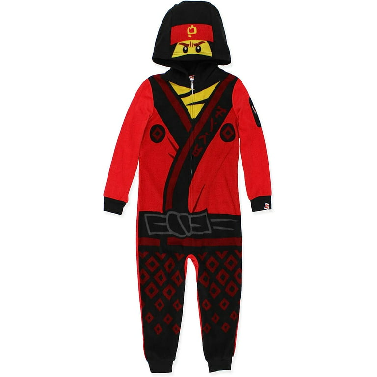 LEGO Ninjago Kai Boys Fleece Hooded Union Suit Pajamas 6-7 Red