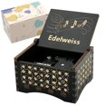 thumbnail image 1 of Caja de música Pursuestar Edelweiss, madera grabada vintage, 1 of 6