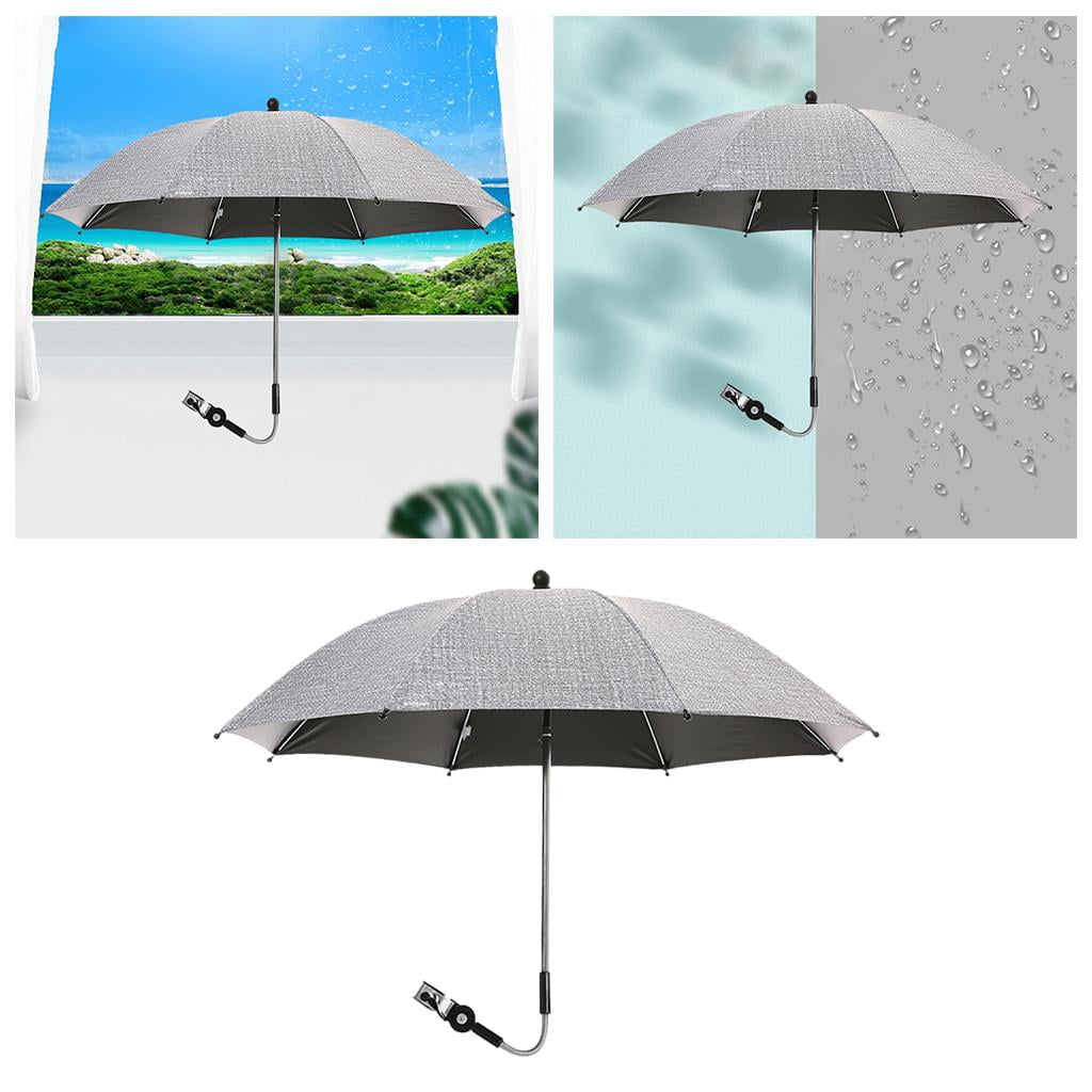 LeeQinersw Baby Stroller Parasol Clamp-On Shade Umbrella Sun Shade Parasol Rain Protecter Gray