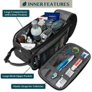 PAVILIA Toiletry Bag for Men, Travel Essentials Shaving Dopp Kit, Mens Travel Bag Toiletries Organizer Case for Grooming, PU Leather Water Resistant Cosmetic Bag Pouch (Black)