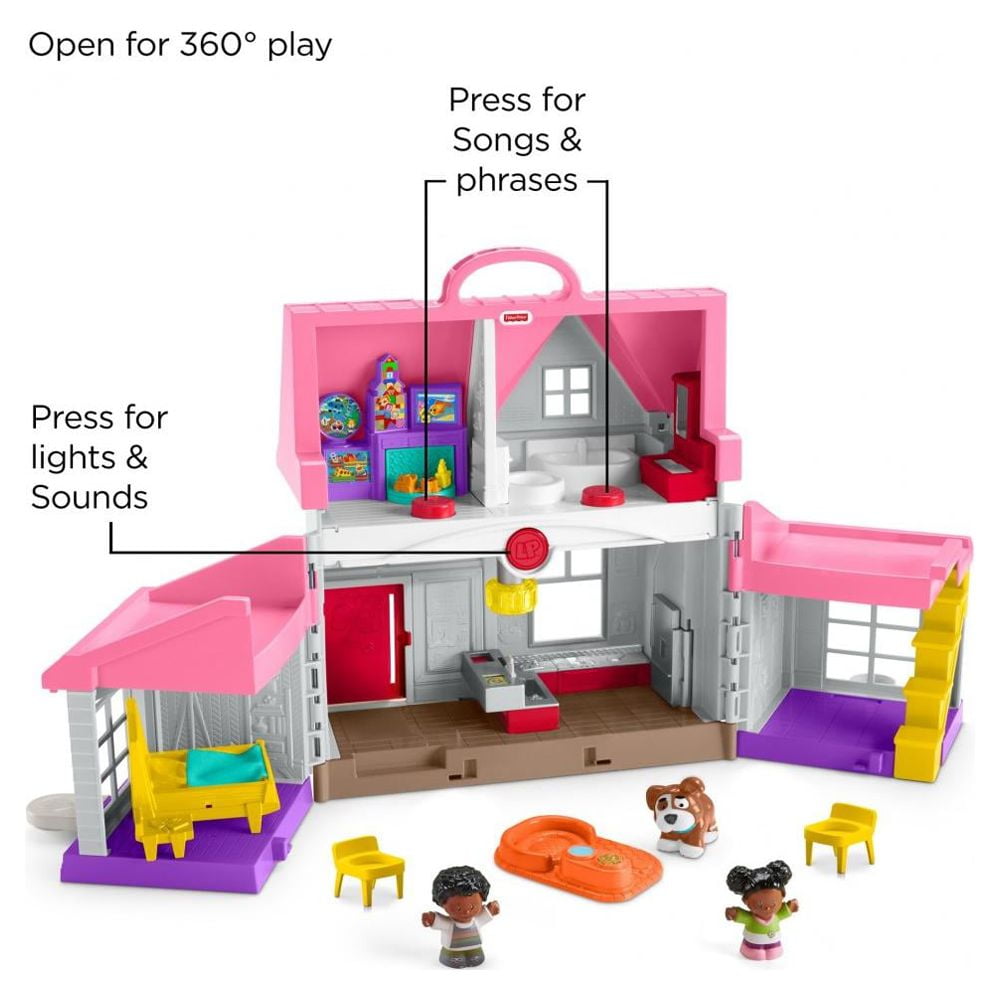 Fisher-Price Little People Big Helpers Interactive Home Playset with Tessa and Chris, Pink
