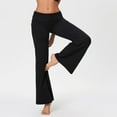 thumbnail image 4 of felwors Fold Over Yoga Pants for Women Low Rise Straight Leg Sweatpants Y2k Solid Color Stretchy Loose Gym Lounge Leggings（Black， XL）, 4 of 4
