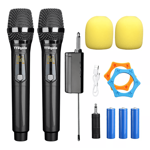 Micrófono Inalámbrico Profesional Karaoke Kit 2 pcs Universal, Color Negro