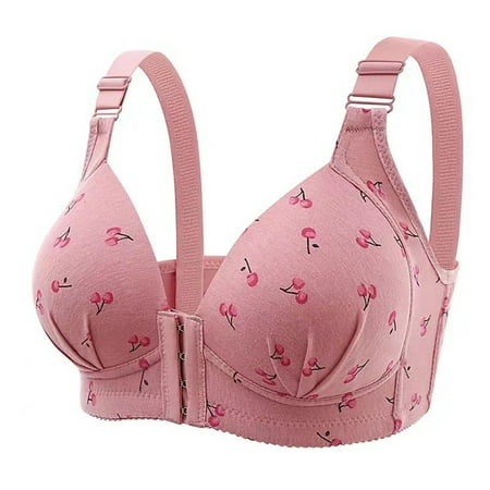 Riforla New Front Closure Plus Size Bra with Gathering Effect No Underwire Side Support Full Coverage for Plus Size Women s Underwear Bras for Women Pink 40
