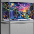 thumbnail image 2 of Galaxy Space Planet Aquarium Background, Waterfall Landscape Tapestry Fantasy Mountain Wave Wall Tapestry Mysterious Neon Plants Fish Tank with Mushroom Design, 2 of 5