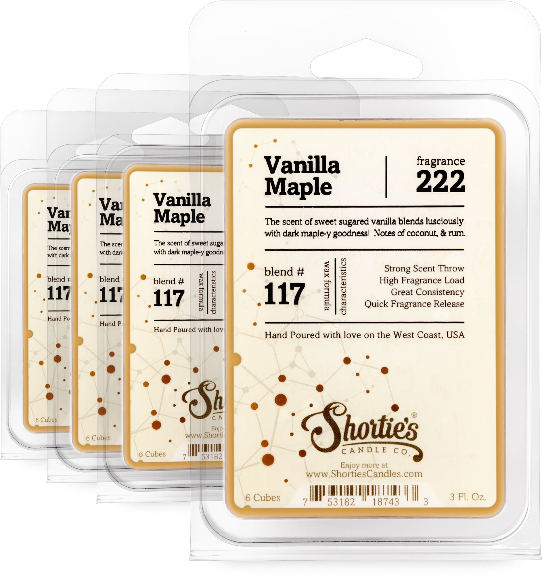 Vanilla Maple Wax Melts Bulk Pack Highly Scented + Natural Oils