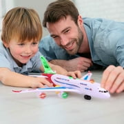 JoyAbit Toy Airplane with Colorful Flashing LED Lights and Sound ,Drives Itself for Kids
