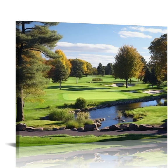 JRXY Pebble Beach Golf Course Wall Art Canvas Artwork Gym Decor Nature Picture Landscape Picture Print Home Office Wall Decor Wall Hanging Decor 20x16in