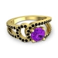 thumbnail image 3 of Diamond-Capitals 2.50 Carat Round Cut Amethyst & Black Onyx Gemstone Latest Bridal Ring for Women Solid 14K Yellow Gold Size 8.5, 3 of 8