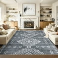 thumbnail image 2 of Haperlare Vintage Geometric Rugs for Living Room Washable Non Shedding Soft Area Rugs for Bathroom,9'x12',Grey Carpet, 2 of 7