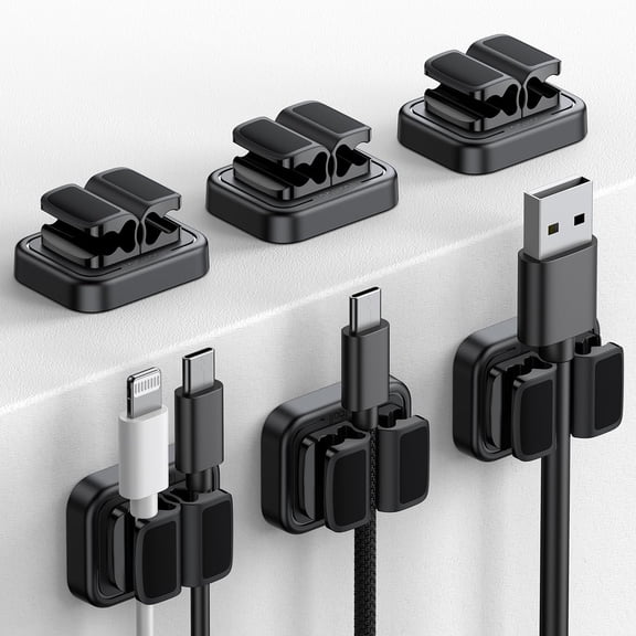 Cord Organizer Spring Clip Holder - [1 Small Clip Hold 3 Cords] Desk Cable Management Clip Holder, Adhesive Phone Charger Wire Keeper for Desk Nightstand Office Car, Desk Accessories, 3Pcs