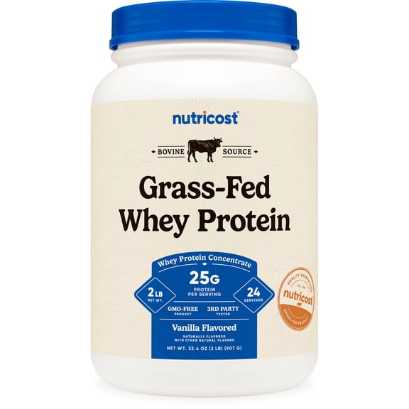 Nutricost Grass-Fed Whey Protein Concentrate Powder (Vanilla) 2LBS