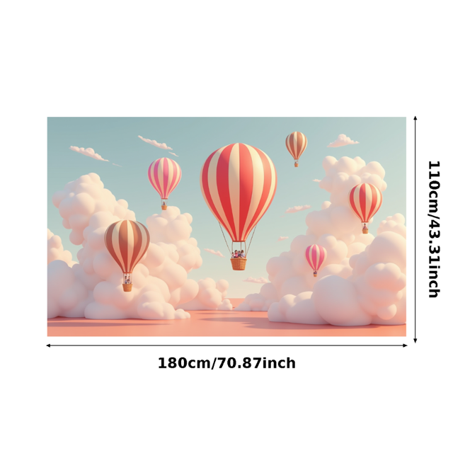 Colorful Design Hot Air Balloon Party Backdrop Fantasy Clouds for Children's Event Celebration Outdoor Decoration
