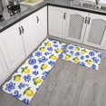thumbnail image 2 of Lemon and Floral White Pattern Anti Fatigue Kitchen Rugs Set Of 2, Non Slip Washable Decorative Floor Mats for Kitchen Sink Laundry, 17"x30" and 17"x47", 2 of 6