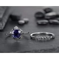 thumbnail image 2 of Dazzlingdaimonds Jewels 2.00 Ctw Round Cut Sapphire & Diamond Wedding Anniversary Engagement Bridal Set Ring 14K Black Gold Plated 925 Sterling Silver 925 Sterling Silver -9, 2 of 4