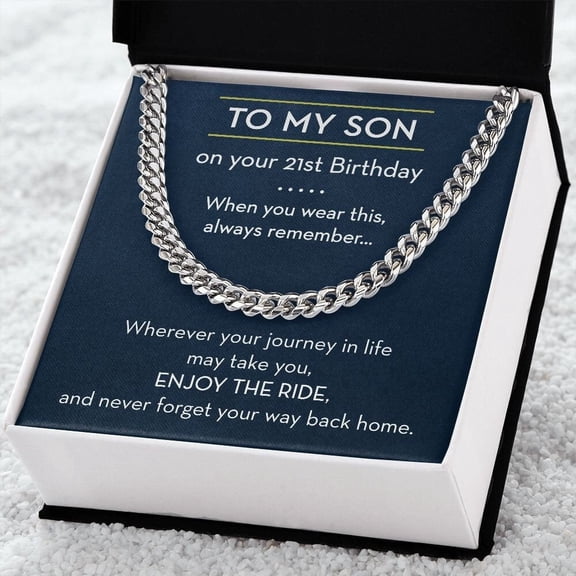 21st Birthday Son Necklace From Parents, White Cuban Link Necklace