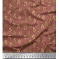 thumbnail image 1 of Soimoi Brown Polyester Crepe Fabric Leaves Print Fabric by the Yard 42 Inch Wide, 1 of 3