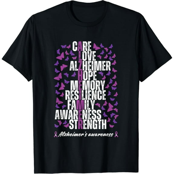 Care Love Dementia Alzheimer's Awareness Purple Butterfly T-Shirt mens t shirt,black,women,funny,misfits,men,journey,t-shirt
