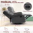 thumbnail image 5 of Glider Recliner Nursery Chair with Manual Adjustable Footrest Swivel Rocker Recliner for Small Spaces Living Room Bedroom RV Dark Gray, 5 of 9