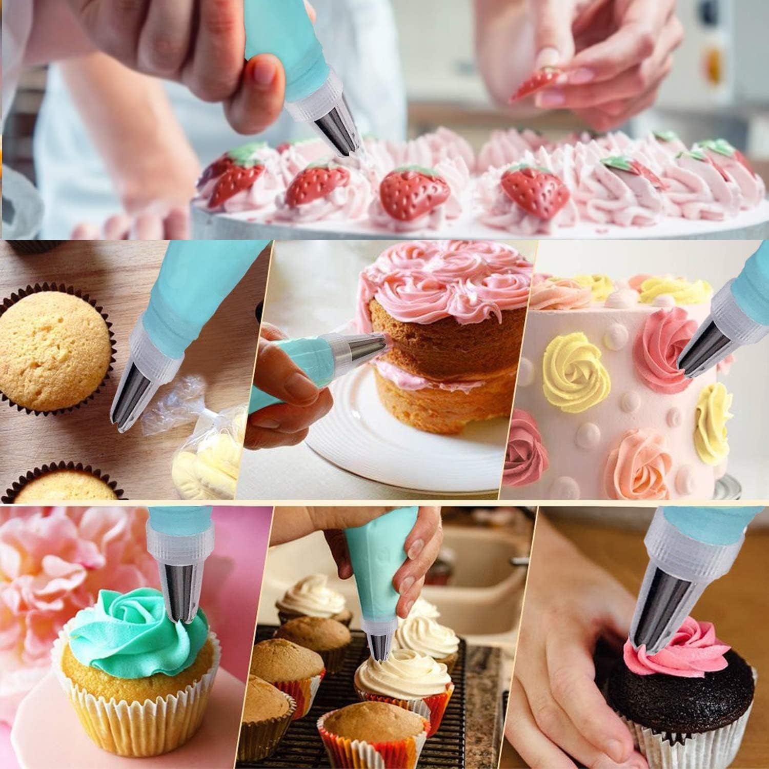 BSHAPPLUS® Piping Bags and Tips Set, 72 Pcs Cake Decorating Supplies Kit,Cake Decoration Kit with 20 Frosting Bags, 42 Icing Tips Pastry, Cookie, Cupcake and Baking Supplies