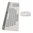 thumbnail image 1 of 2.4G Wireless  Keyboard Mouse Set, Waterproof Double Mode Wireless Computer Keyboard Mouse Set Rechargeable Retro Style Quiet Operation  for Home White, 1 of 7