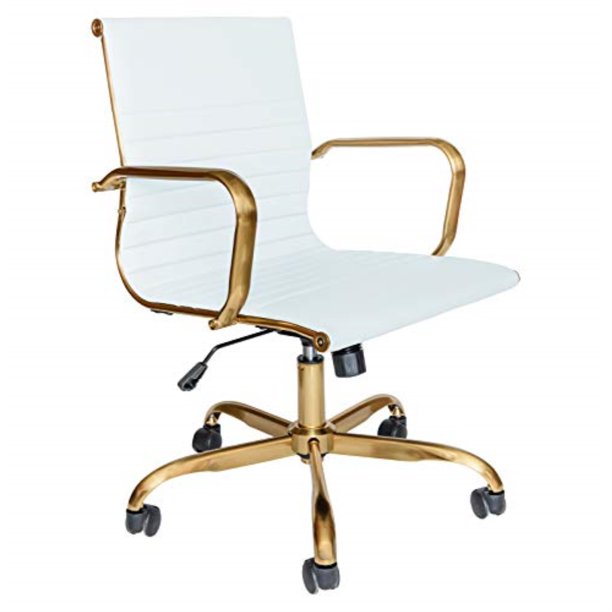 LeisureMod Harris Office Chair With Gold Frame