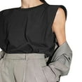 thumbnail image 4 of Women‘s Cotton Padded Shoulder Sleeveless Tee Shirt, 4 of 6