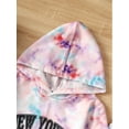 thumbnail image 5 of Kucnuzki 13T Big Girl Winter Outfits Pants Sets 14T Big Girl Long Sleeve Letter Prints Sweet Tie-Dye Hoodie Sweatshirt Elastic Pants 2PCS Set Purple, 5 of 7
