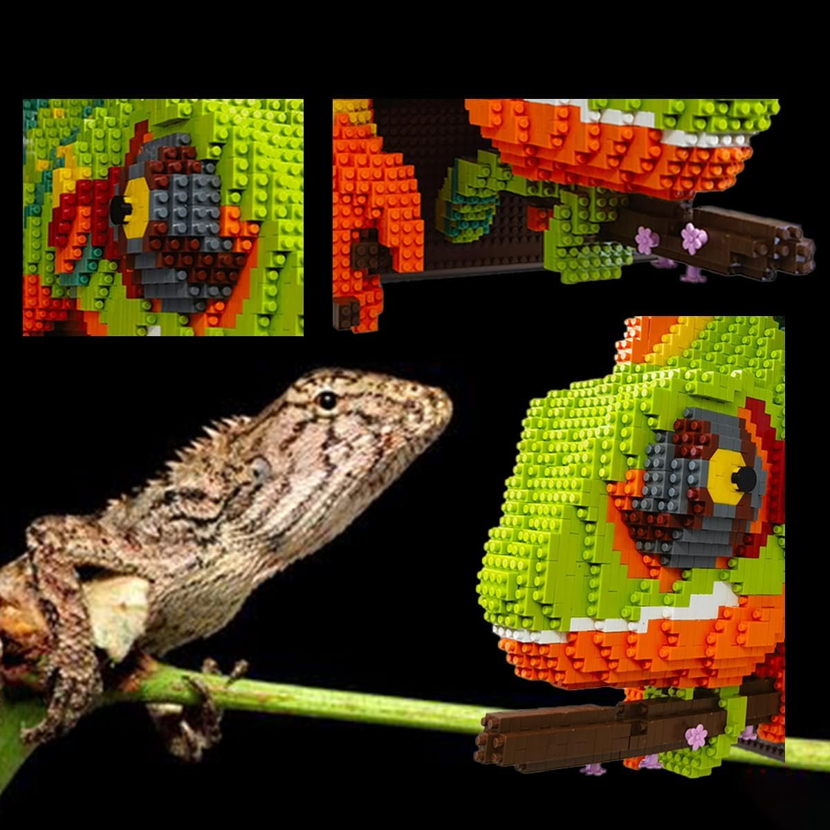 Building Blocks Set Wall Art Chameleon,(2688 Pieces) Toys Gifts for Kid and Adult