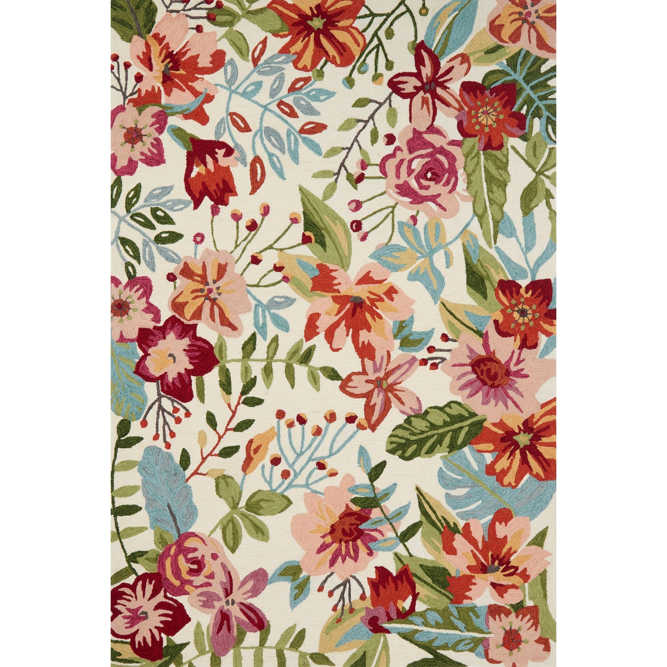 Alexander Home Handhooked Floral Ivory/ Blush Multi Transitional Rug