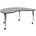 thumbnail image 1 of Mobile 48''W x 96''L Kidney Grey HP Laminate Activity Table - Standard Height Adjustable Legs, 1 of 3