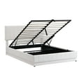 thumbnail image 5 of Queen Size Upholstered Bed with Hydraulic Storage System and LED Light, Modern Platform Bed with Sockets and USB Ports, White 32AAK, 5 of 9