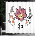 thumbnail image 3 of Ambesonne Koi Shower Curtain, Floral Aquatic Asian Fish Lotus, 69"Wx70"L, Orange Pink and Pastel Yellow, 3 of 4